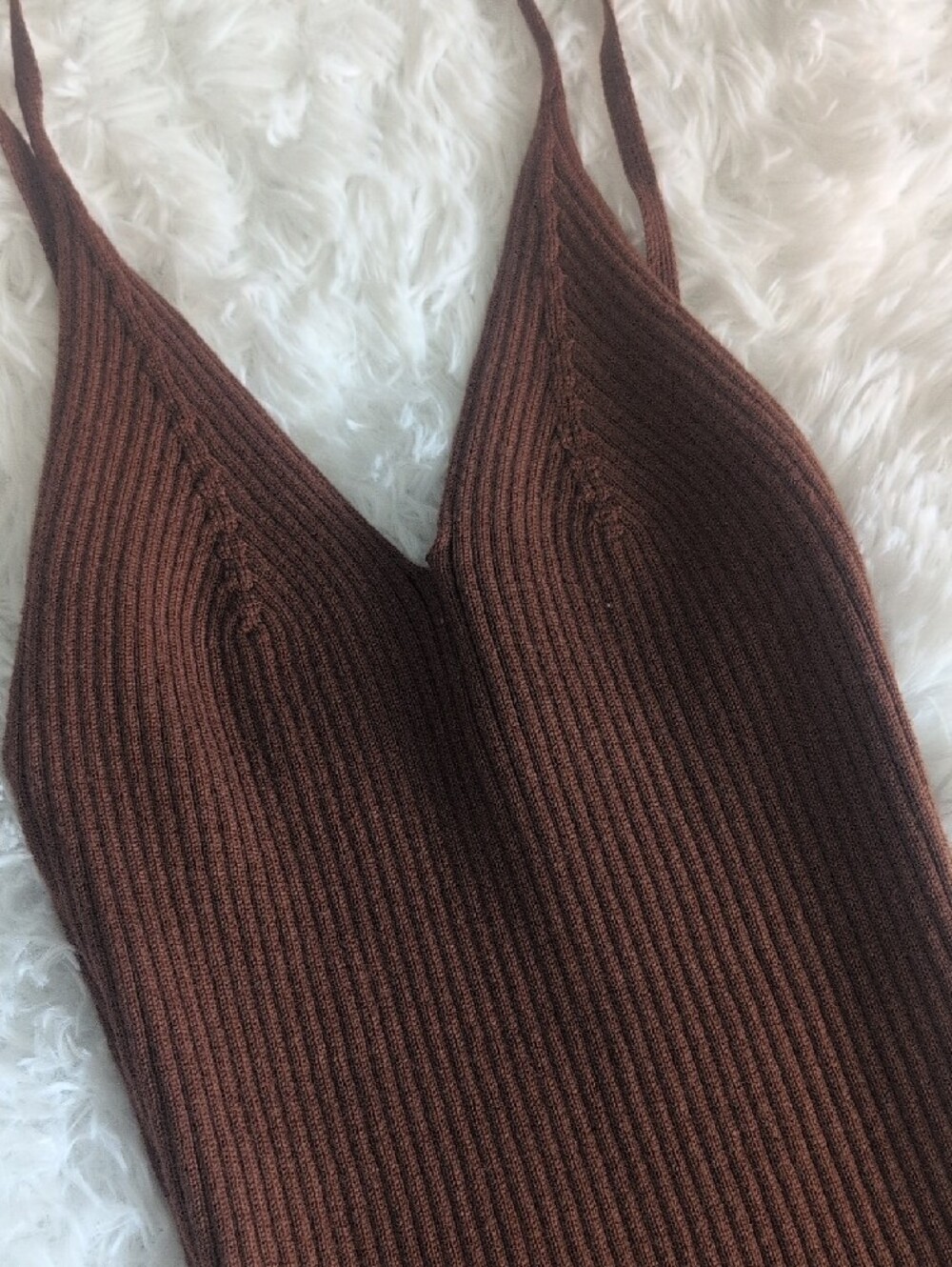 SHEIN Chocolate Brown Ribbed Maxi Slip Dress - Picture 2 of 2